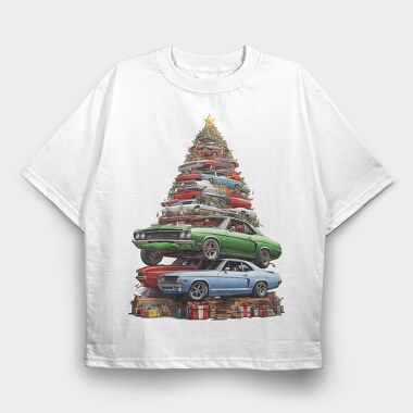 Christmas Tree Muscle Madness Cars, Tricou Oversize Barbati (Unisex)