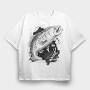Fish Illustration, Tricou Oversize Barbati (Unisex)
