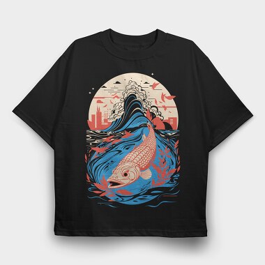 Fish Japanese, Tricou Oversize Barbati (Unisex)
