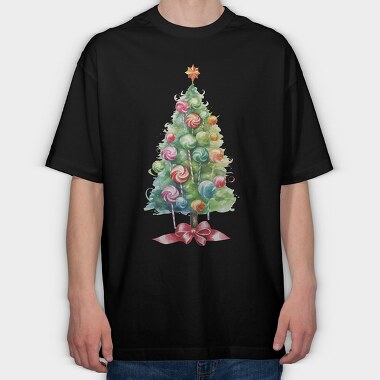 Candy Christmas Tree, Tricou Oversize Barbati (Unisex)