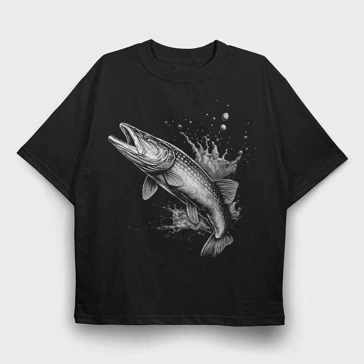 Fish Monochrome, Tricou Oversize Barbati (Unisex)