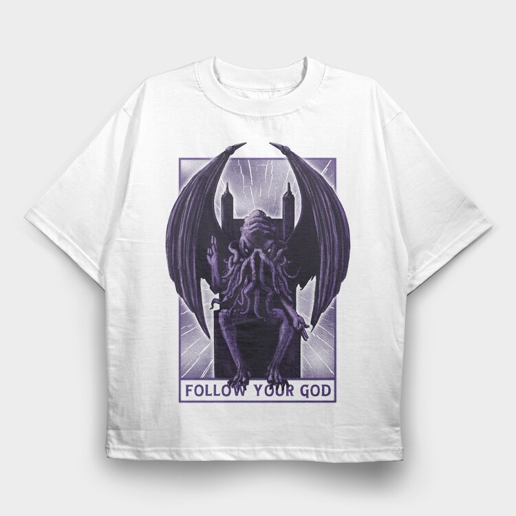 Chtulu Throne, Tricou Oversize Barbati (Unisex)