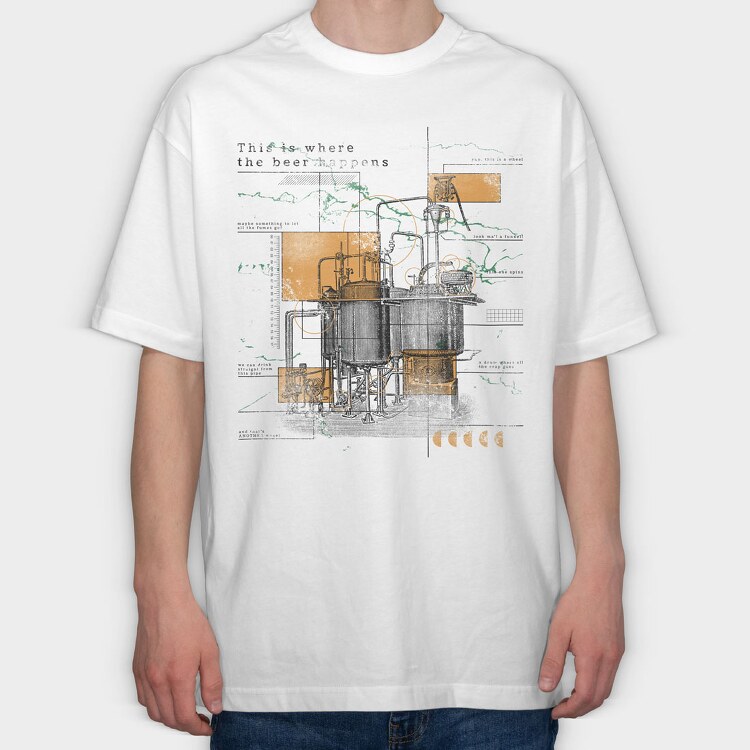 Infographics Beer Factory, Tricou Oversize Barbati (Unisex)
