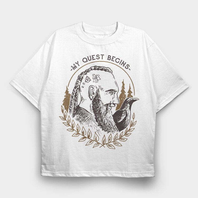 My Quest Begins Viking, Tricou Oversize Barbati (Unisex)