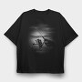 Fisherman Lake Monochrome, Tricou Oversize Barbati (Unisex)