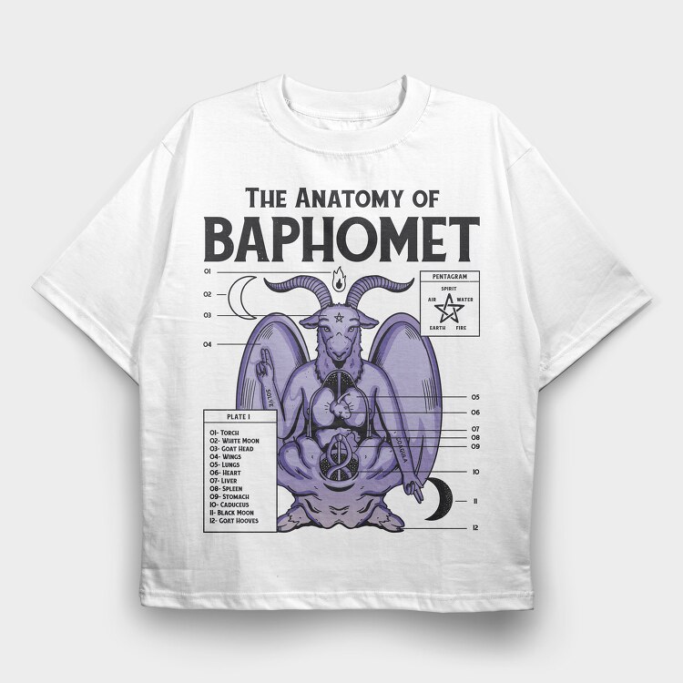 Baphomet Anatomy, Tricou Oversize Barbati (Unisex)