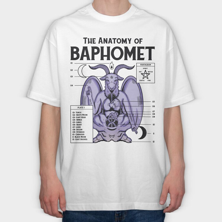 Baphomet Anatomy, Tricou Oversize Barbati (Unisex)