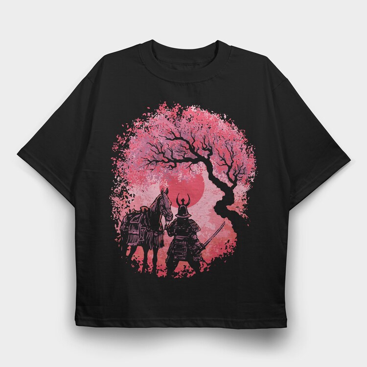 Samurai Horse Landscape, Tricou Oversize Barbati (Unisex)