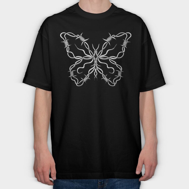 Barbered Wire Butterfly, Tricou Oversize Barbati (Unisex)