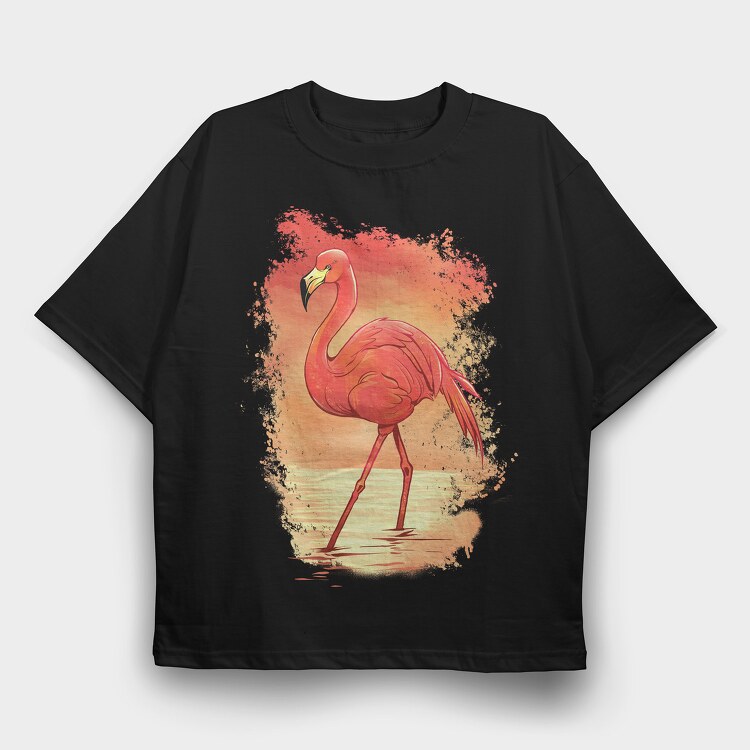 Flamingo Painting, Tricou Oversize Barbati (Unisex)