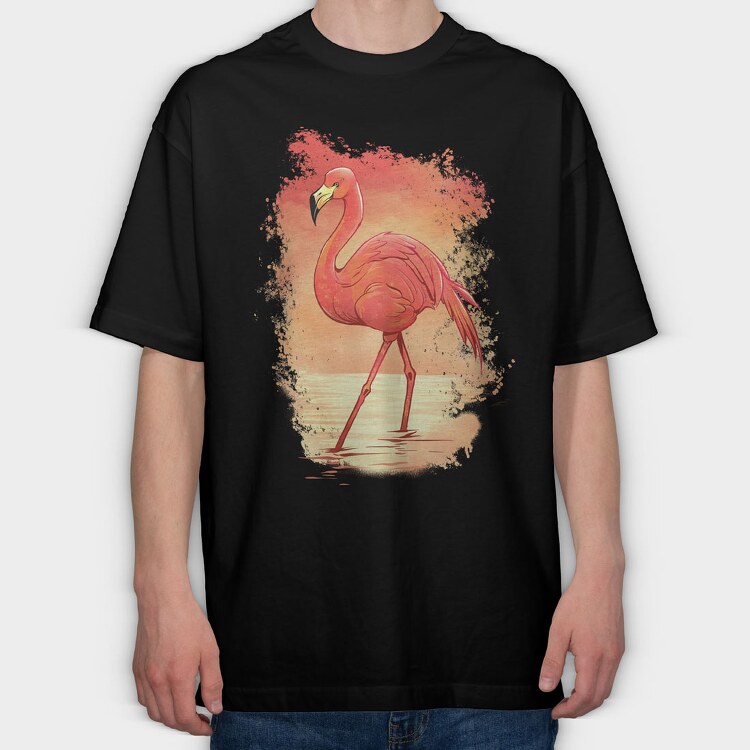 Flamingo Painting, Tricou Oversize Barbati (Unisex)