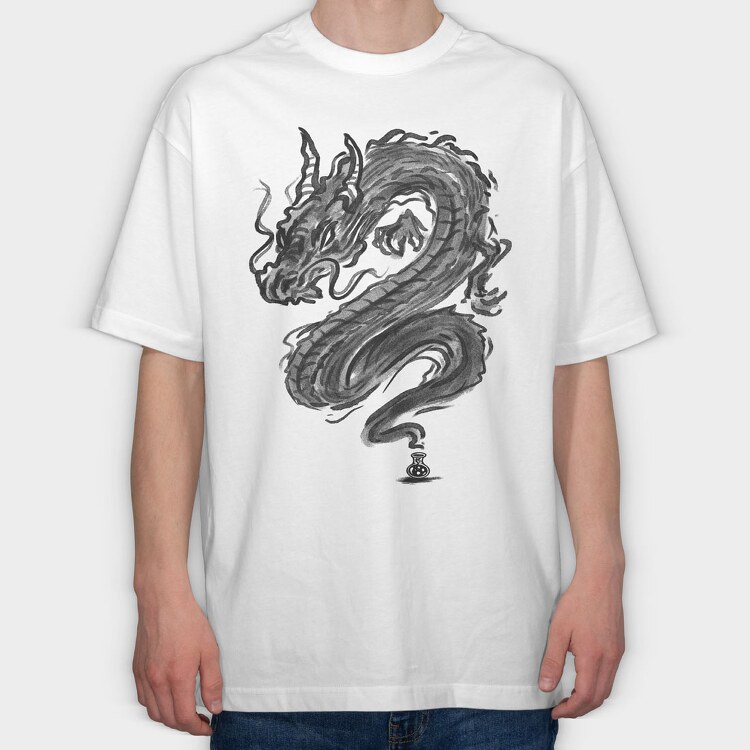Ink Dragon, Tricou Oversize Barbati (Unisex)