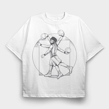 Basketball Vitruvian Man, Tricou Oversize Barbati (Unisex)