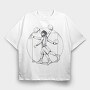 Basketball Vitruvian Man, Tricou Oversize Barbati (Unisex)
