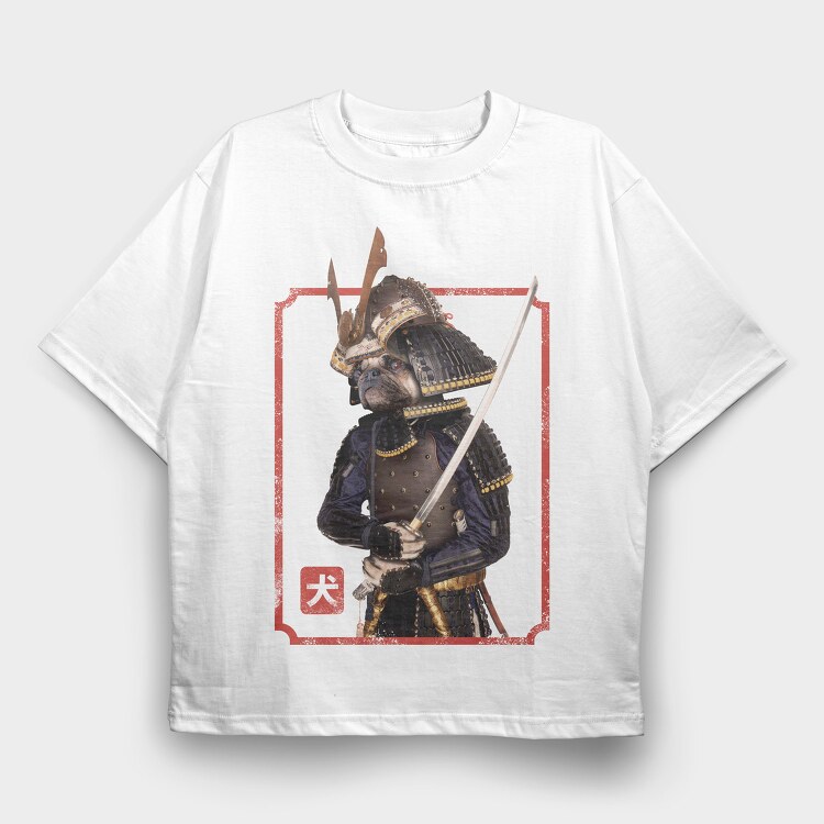 Samurai Pug, Tricou Oversize Barbati (Unisex)