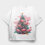 Flamingos Christmas Tree, Tricou Oversize Barbati (Unisex)