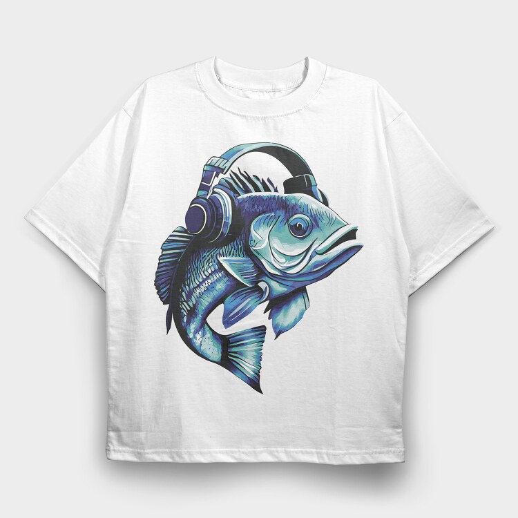 Bass Fish Headphones, Tricou Oversize Barbati (Unisex)