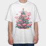 Flamingos Christmas Tree, Tricou Oversize Barbati (Unisex)