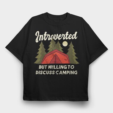 Introvert Camping, Tricou Oversize Barbati (Unisex)