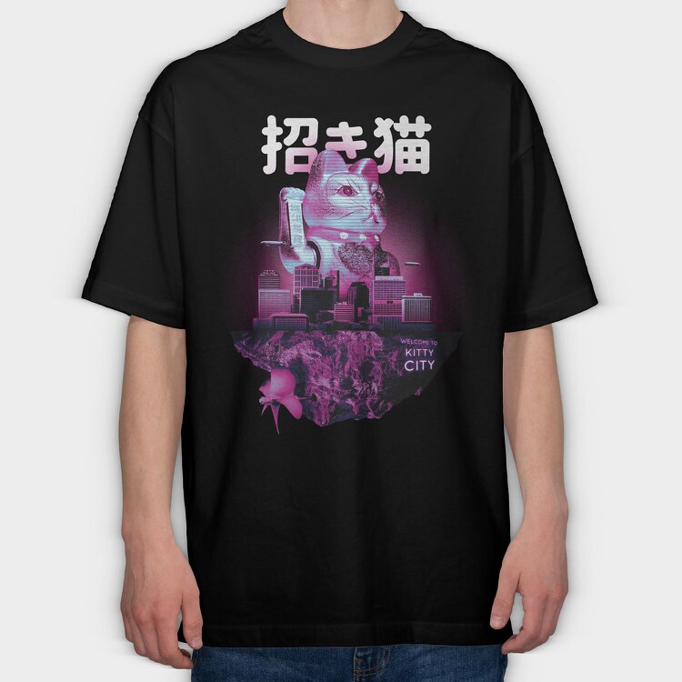 Floating Island Kittie City, Tricou Oversize Barbati (Unisex)