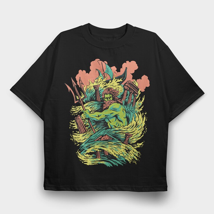 Mythology Poseidon, Tricou Oversize Barbati (Unisex)