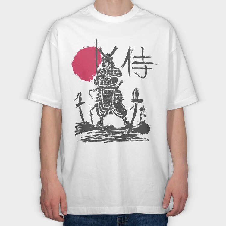 Samurai Silhouette Sun, Tricou Oversize Barbati (Unisex)