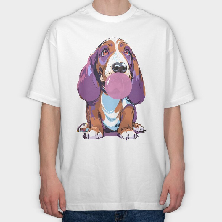Bassethoundbubblegum, Tricou Oversize Barbati (Unisex)