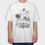 Flower Market Botanical Illustration, Tricou Oversize Barbati (Unisex)