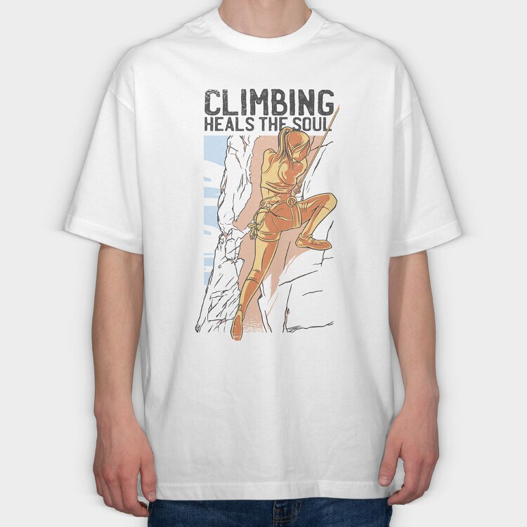 Climbing Heals the Soul, Tricou Oversize Barbati (Unisex)