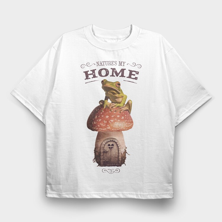 Nature Is My Home Frog, Tricou Oversize Barbati (Unisex)