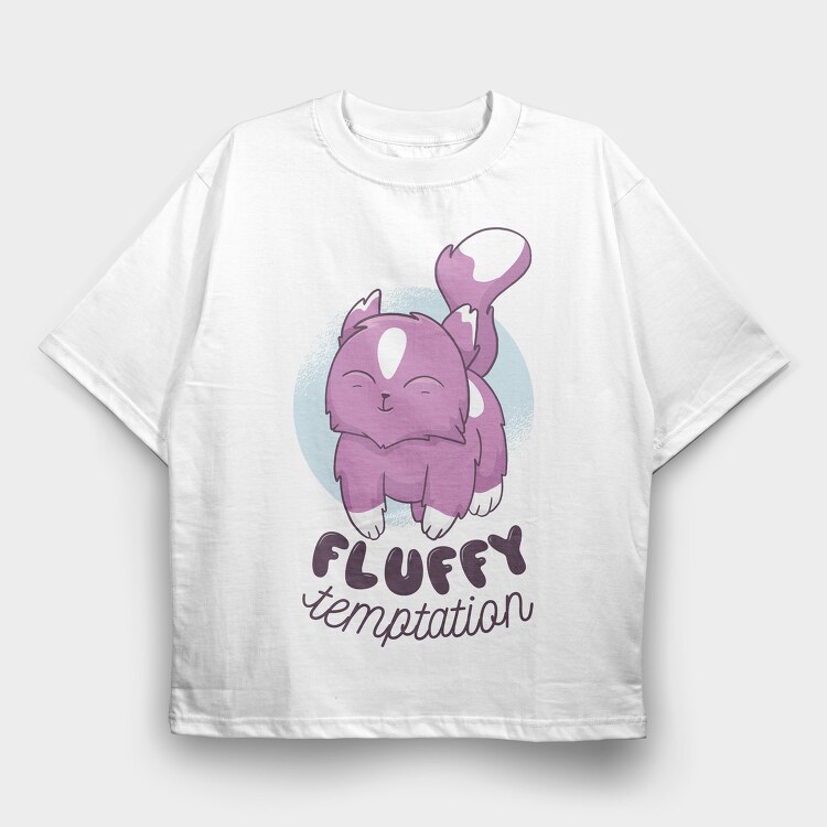 Fluffy Cat, Tricou Oversize Barbati (Unisex)
