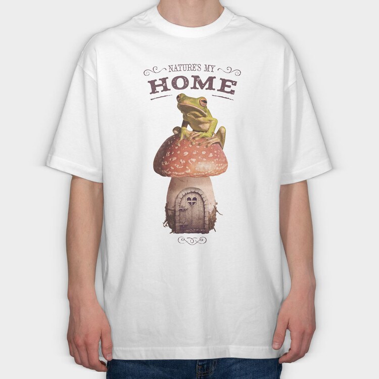 Nature Is My Home Frog, Tricou Oversize Barbati (Unisex)