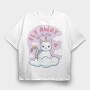 Fly Away With Me Unicorn Cat, Tricou Oversize Barbati (Unisex)