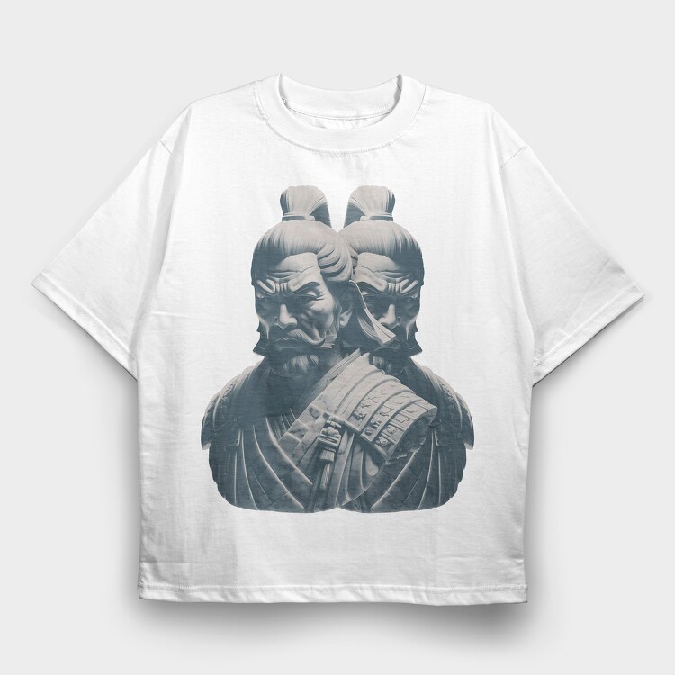 Samurais Monochrome, Tricou Oversize Barbati (Unisex)