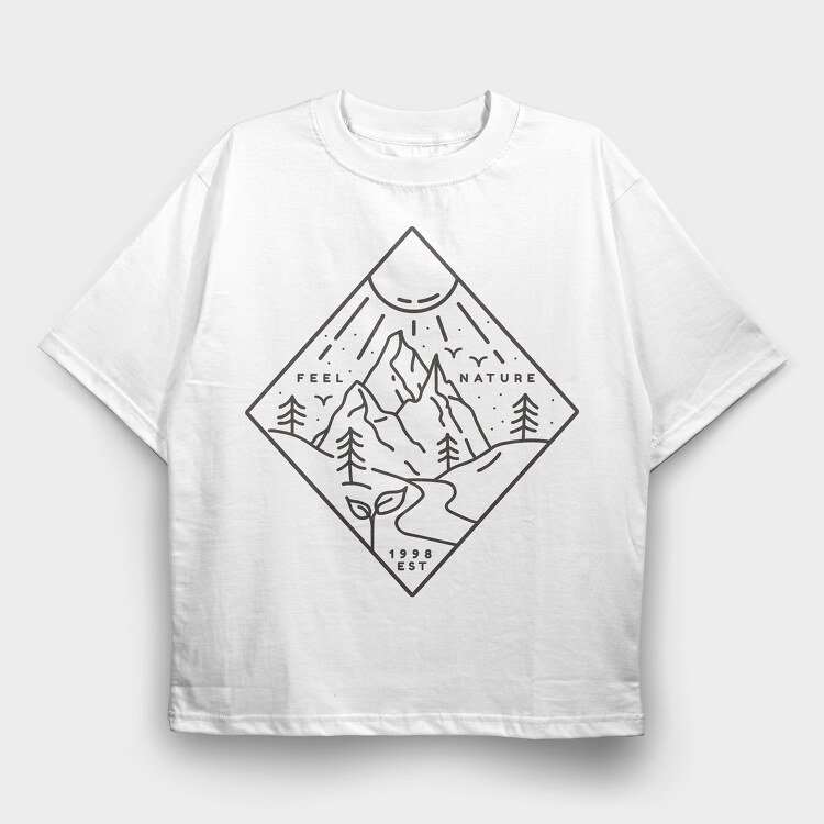 Nature Minimal Feel Nature, Tricou Oversize Barbati (Unisex)