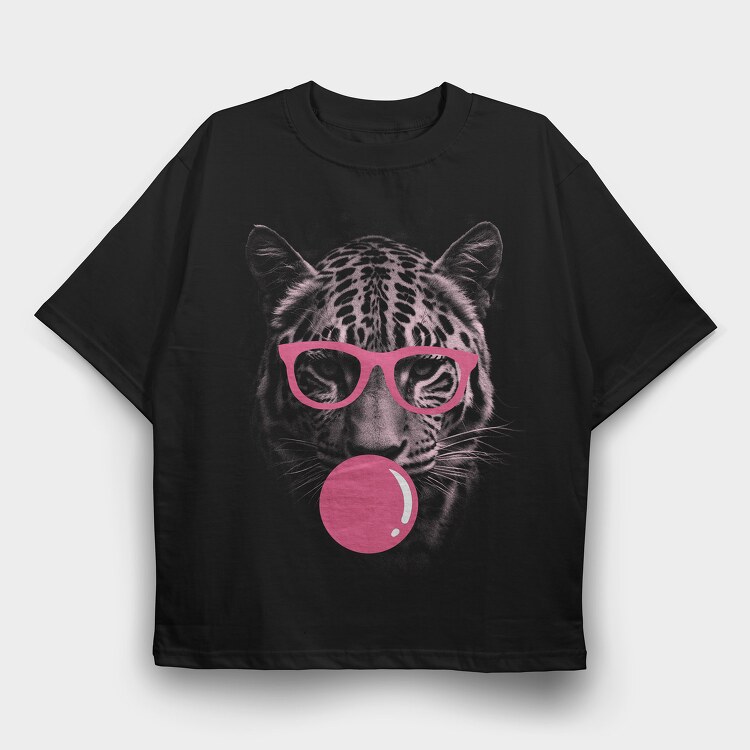 Jaguar Bubblegum Monochrome, Tricou Oversize Barbati (Unisex)