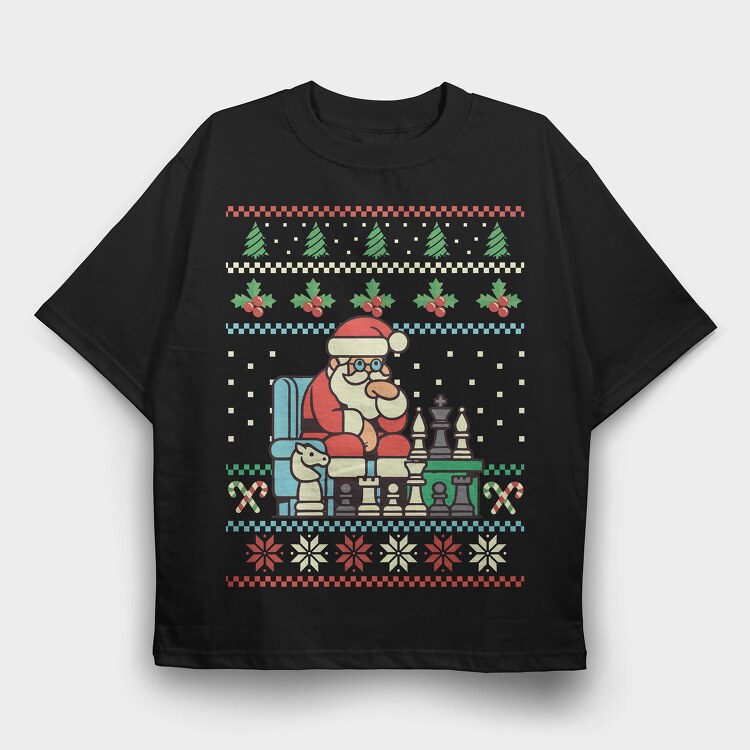Santa Chess, Tricou Oversize Barbati (Unisex)