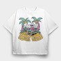 Beach Vibes Skeleton, Tricou Oversize Barbati (Unisex)