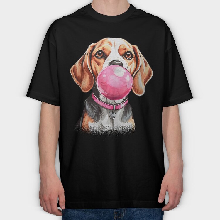Beagle Bubblegum, Tricou Oversize Barbati (Unisex)