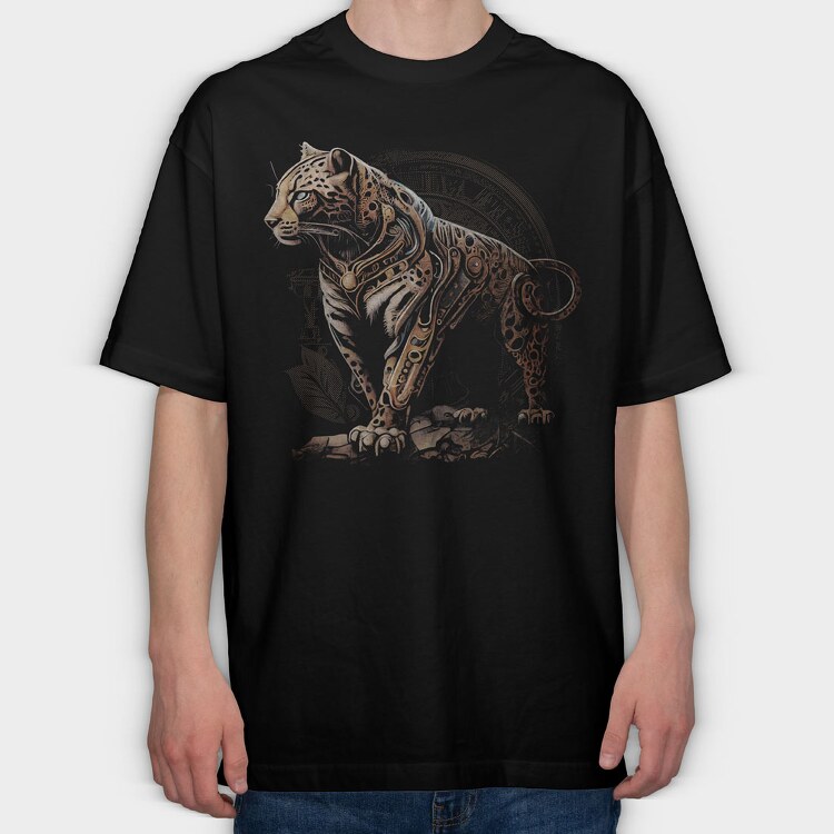 Jaguar Steampunk, Tricou Oversize Barbati (Unisex)