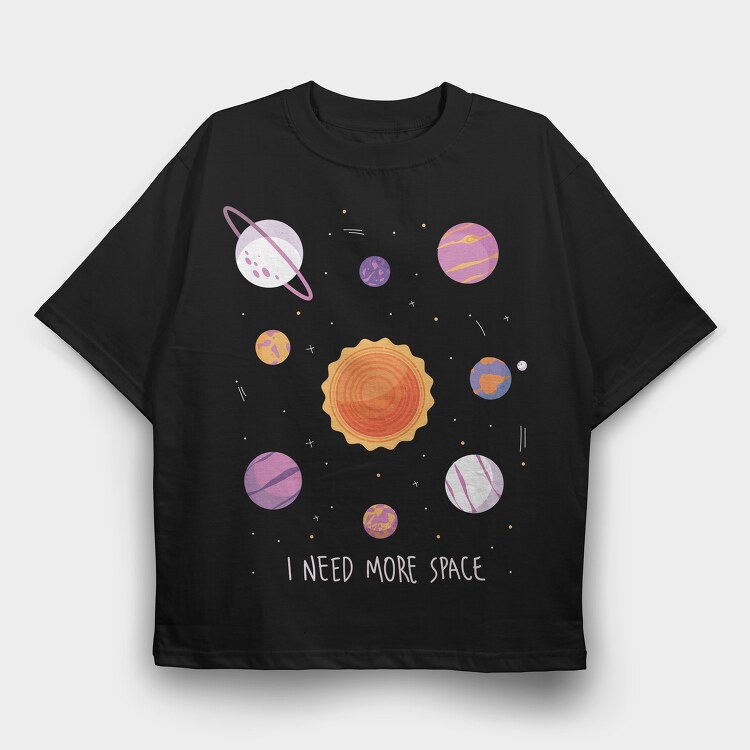 Need More Space Solar System, Tricou Oversize Barbati (Unisex)