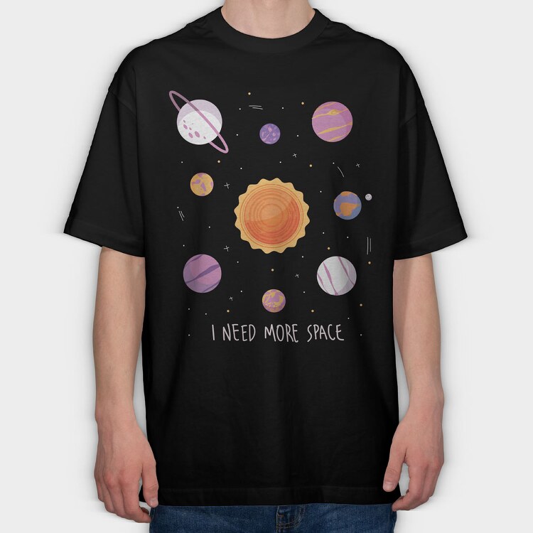 Need More Space Solar System, Tricou Oversize Barbati (Unisex)