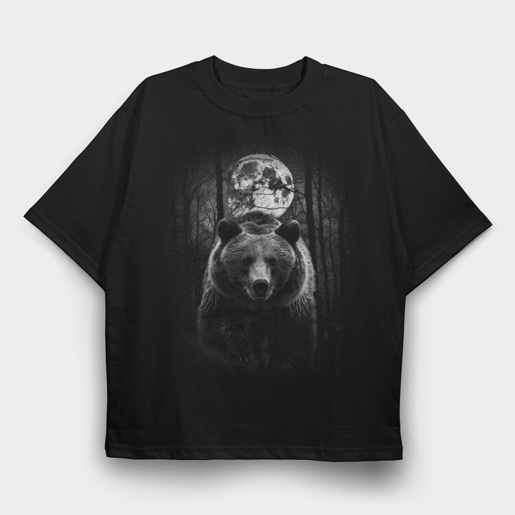 Forest Bear Moon, Tricou Oversize Barbati (Unisex)