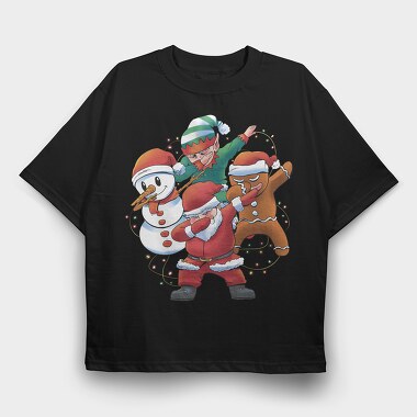 Santa Friends Dabbing, Tricou Oversize Barbati (Unisex)