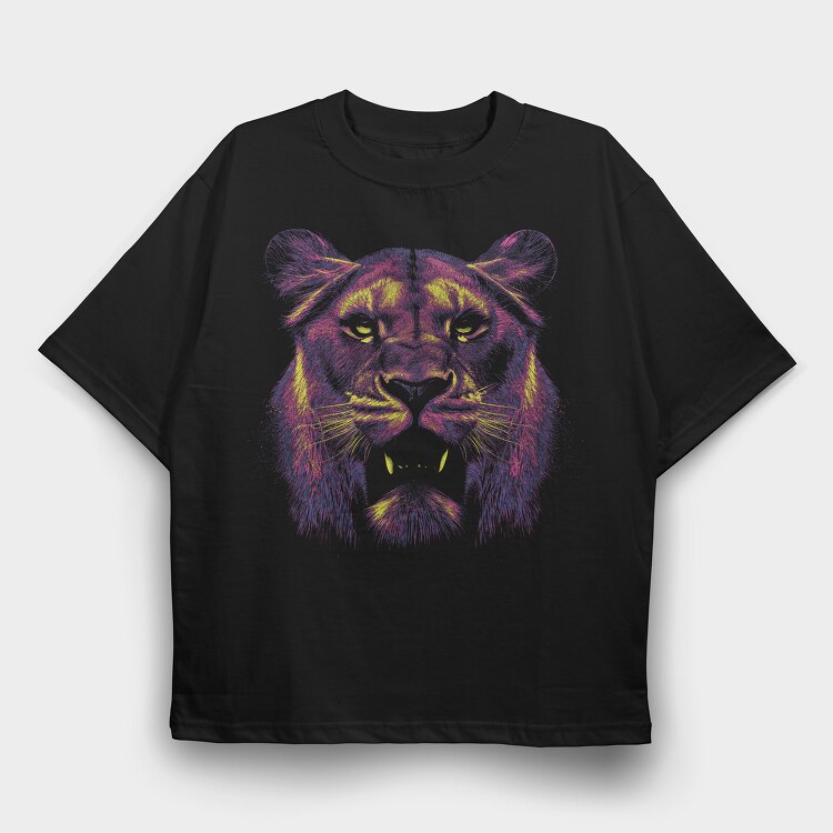 Neon Lion, Tricou Oversize Barbati (Unisex)