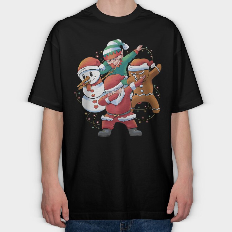 Santa Friends Dabbing, Tricou Oversize Barbati (Unisex)