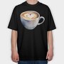 Coffee Mug Heart Watercolor, Tricou Oversize Barbati (Unisex)
