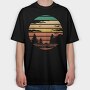Forest Retro Sunset, Tricou Oversize Barbati (Unisex)