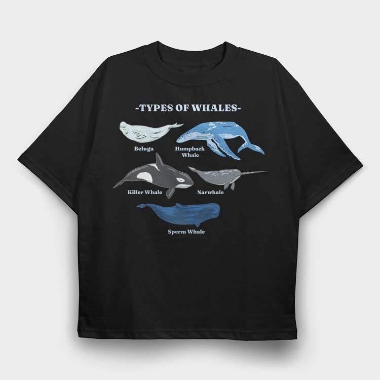 Types of Whales, Tricou Oversize Barbati (Unisex)