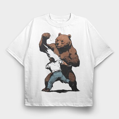 Bear Figth, Tricou Oversize Barbati (Unisex)